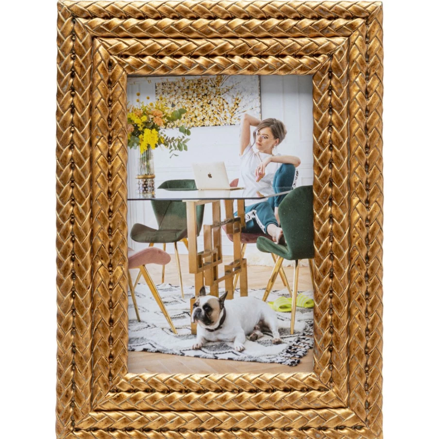 KARE Design Braided Picture Frame 10x15 cm - Handwoven Decorative Photo Frame for Wall or Table Display