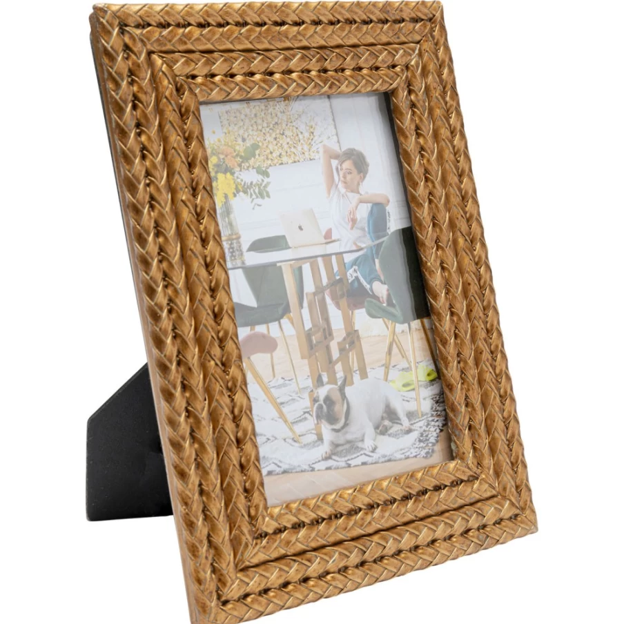 KARE Design Braided Picture Frame 10x15 cm - Handwoven Decorative Photo Frame for Wall or Table Display