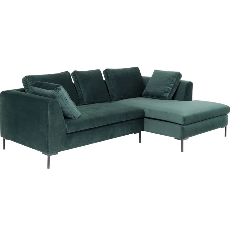 KARE Design Gianni Small Right-Hand Corner Sofa in Luxurious Dark Green Velvet