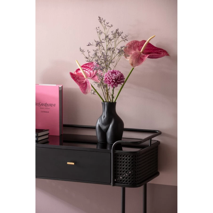 "KARE Design Donna Black Ceramic Vase 22cm - Modern Home Decor"