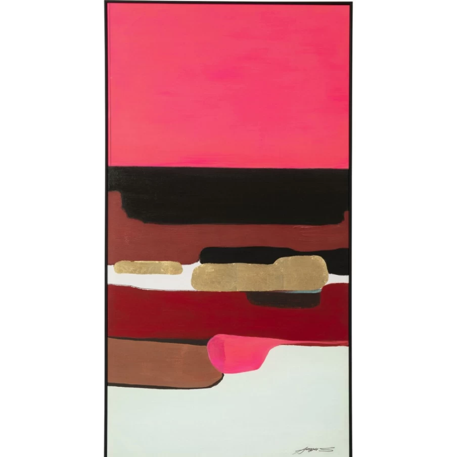 "KARE Design Modern Abstract Framed Art Print - Pink Geometric Shapes, 73x143cm Wall Decor"