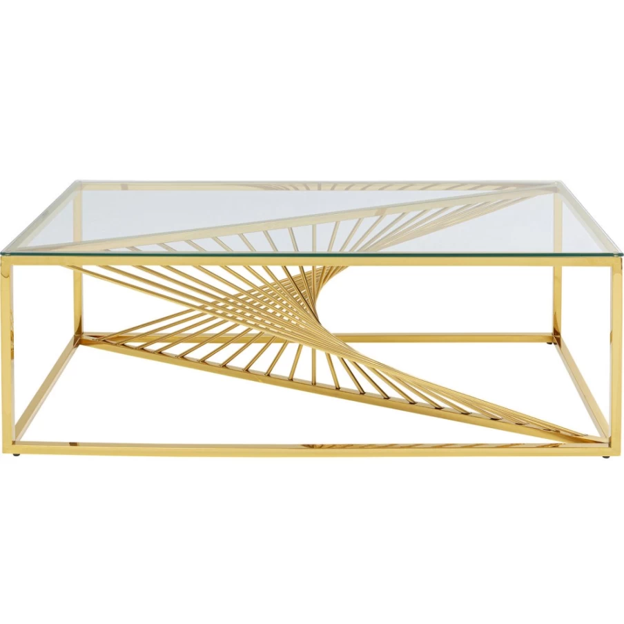 KARE Design Modern Gold Laser Coffee Table with Clear Glass Top 120cm x 60cm