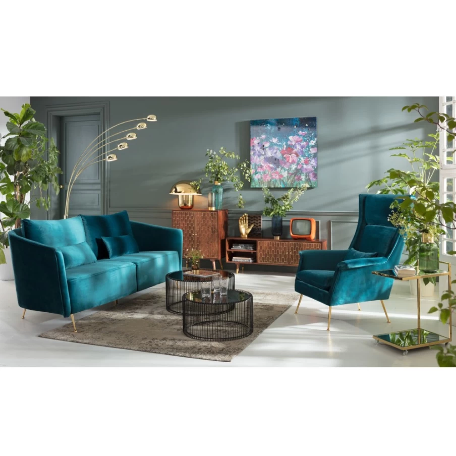"KARE Design Vegas Forever 3-Seater Sofa in Bluegreen – Modern Luxury Living Room Furniture"