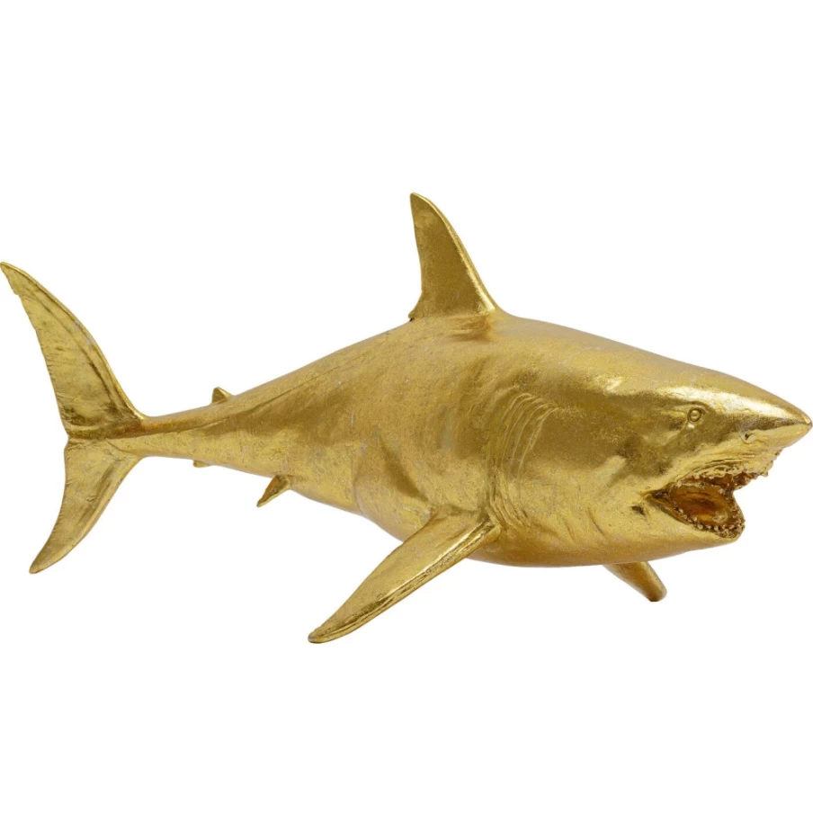KARE Design Modern Henry the Shark Gold Deco Figurine - 106cm Large Sculptural Home Decor