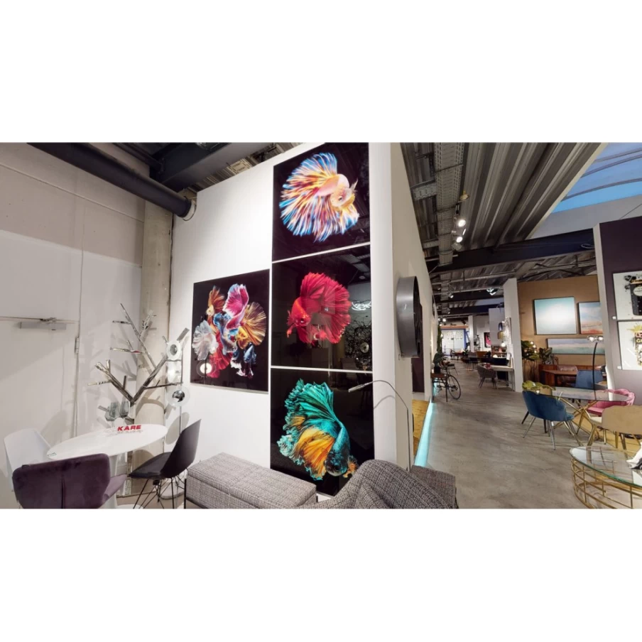 "KARE Design Aqua Queen Fish Glass Wall Art 100x100cm Modern Home Decor"