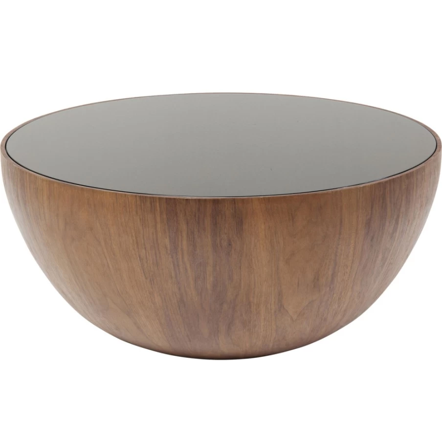 KARE Design Modern Walnut Coffee Table with Tear Drop Shape, 80cm Oval Dining Table