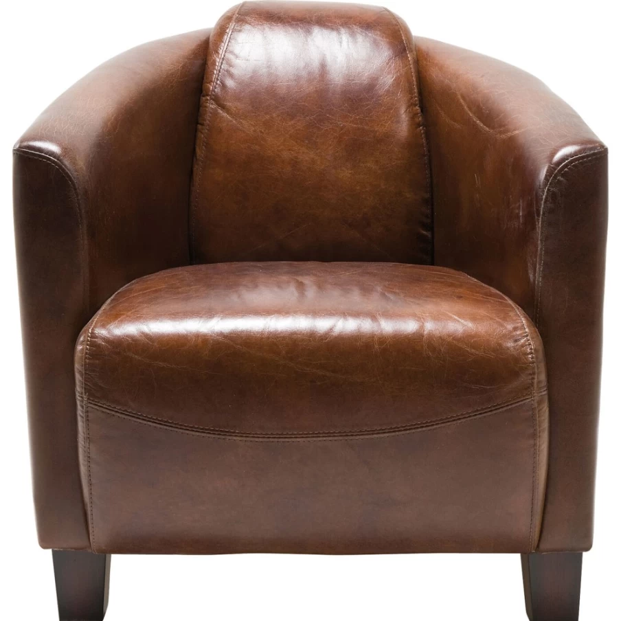 "KARE Design Modern Brown Leather Armchair for Lounge & Cigar Room"
