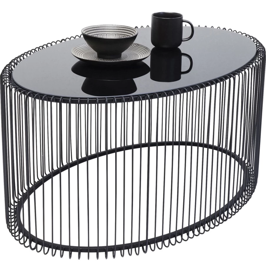 KARE Design Uno Black Metal Wire Coffee Table - 60x90cm Modern Side Table for Living Room