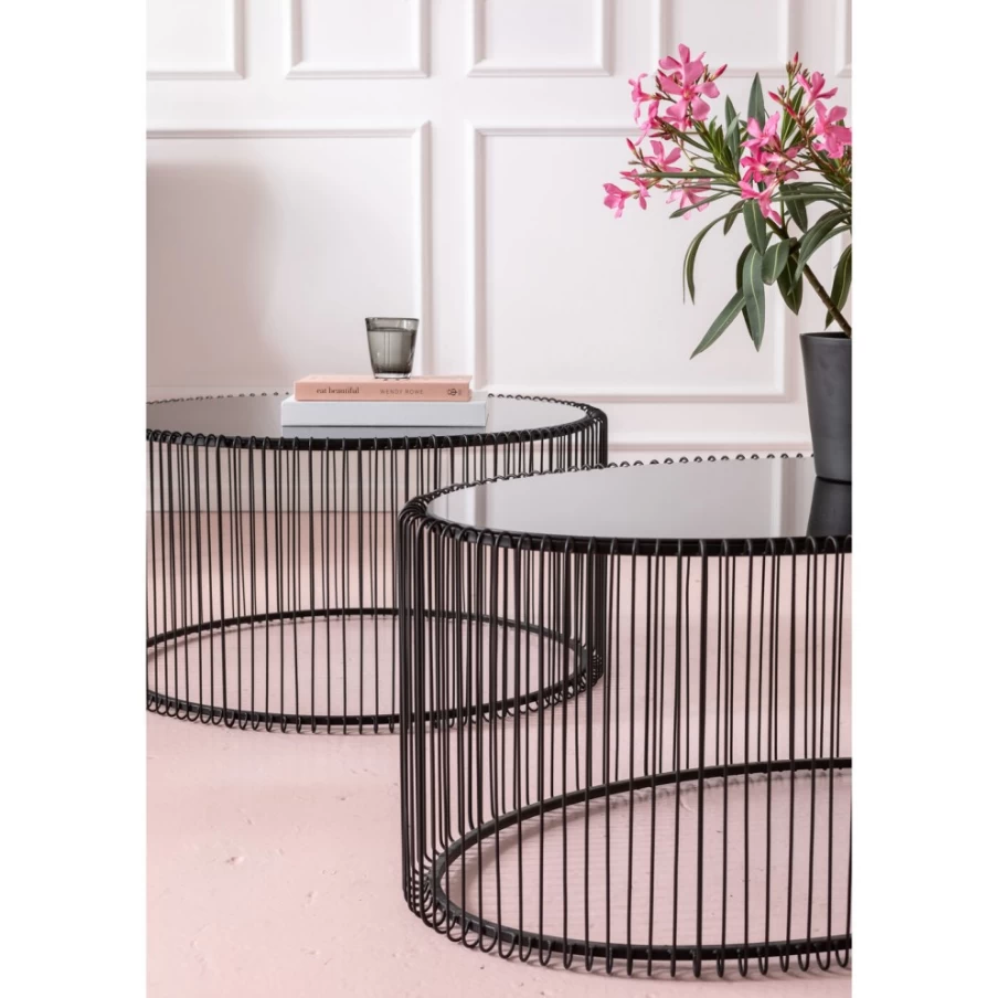 KARE Design Uno Black Metal Wire Coffee Table - 60x90cm Modern Side Table for Living Room