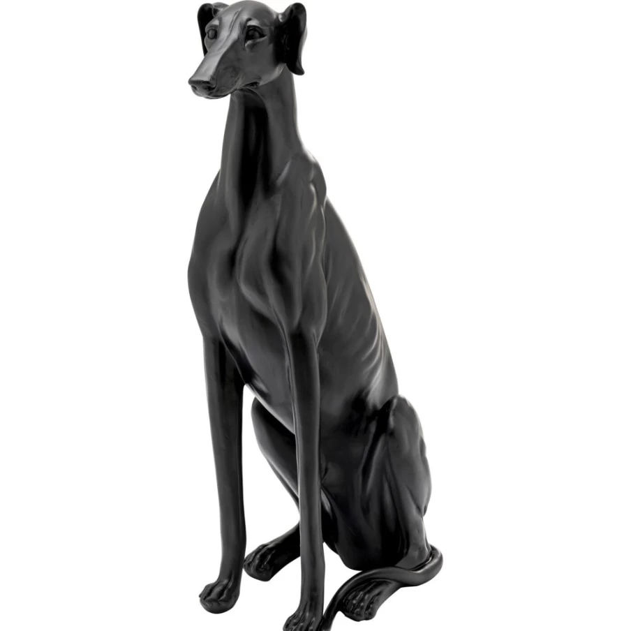 "KARE Design Modern Bruno Greyhound Dog Statue - Black Matt Finish, 80cm Tall Deco Figurine"