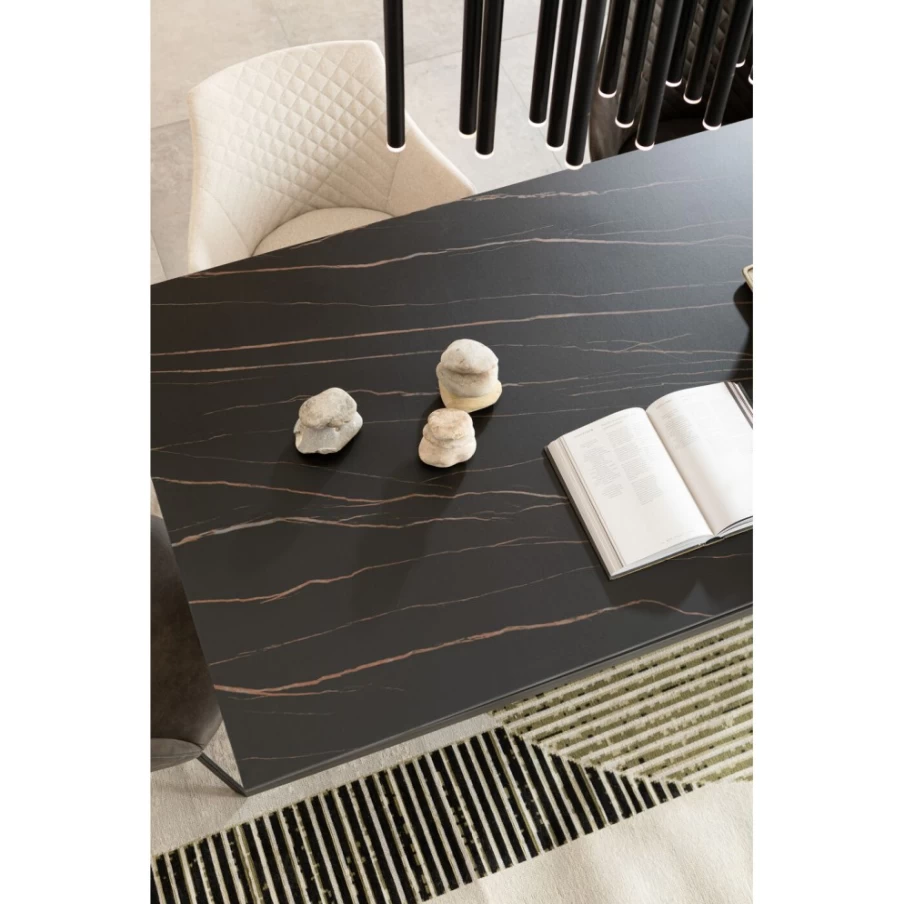 "KARE Design Gloria Black Ceramic Dining Table 200cm x 100cm Modern Kitchen Table"
