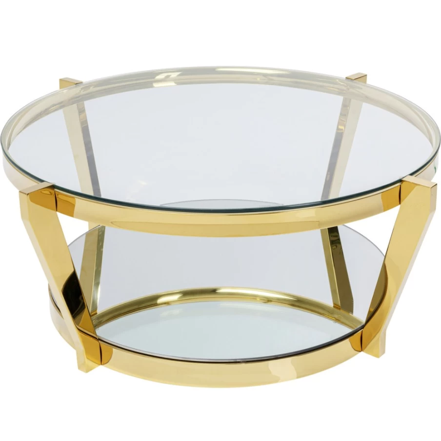 KARE Design Monocolo Gold Coffee Table - 90cm Round Modern Luxury Side Table