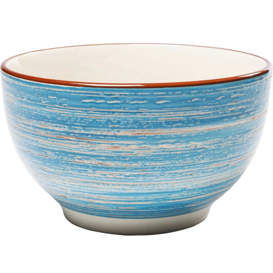 KARE Design Modern Ceramic Cereal Bowl - Blue Swirl Pattern, 14cm Diameter, Stylish Dining & Breakfast Dishware
