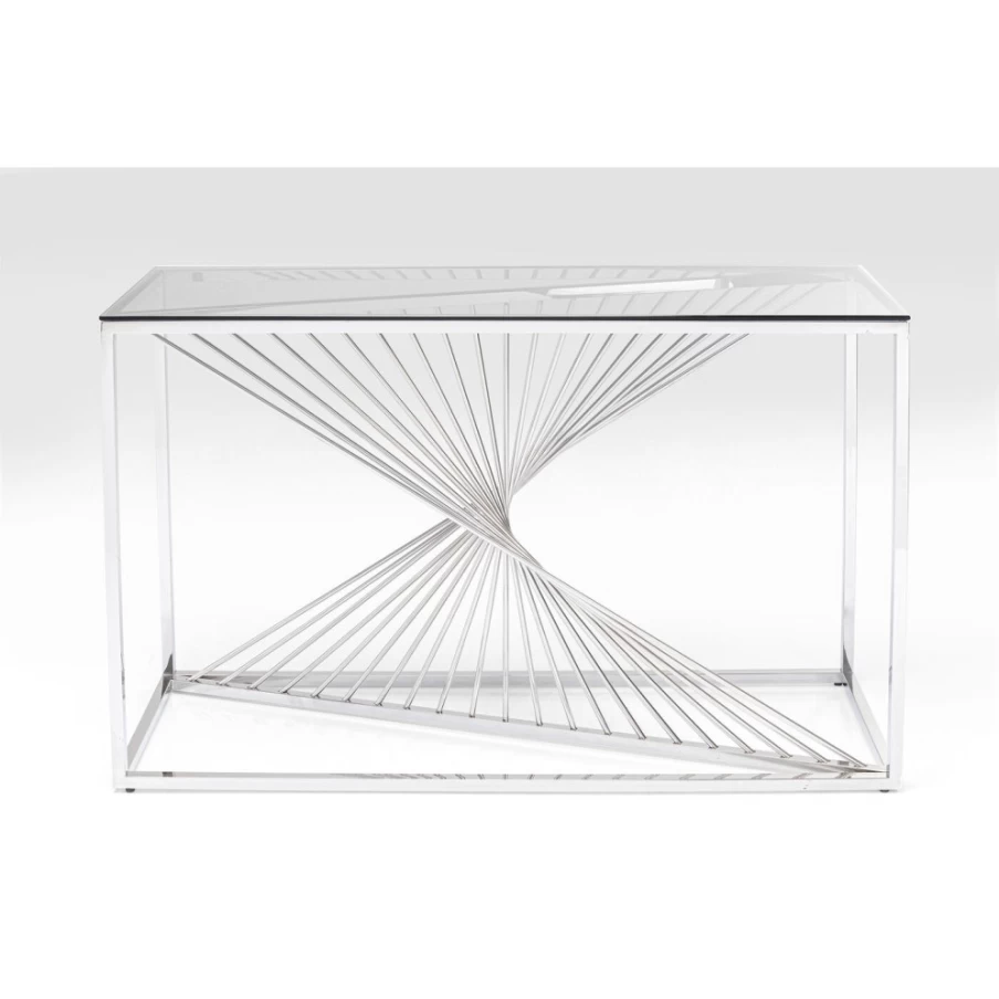 KARE Design Modern Console Table with Laser-Cut Silver Clear Glass Top 120cm x 40cm