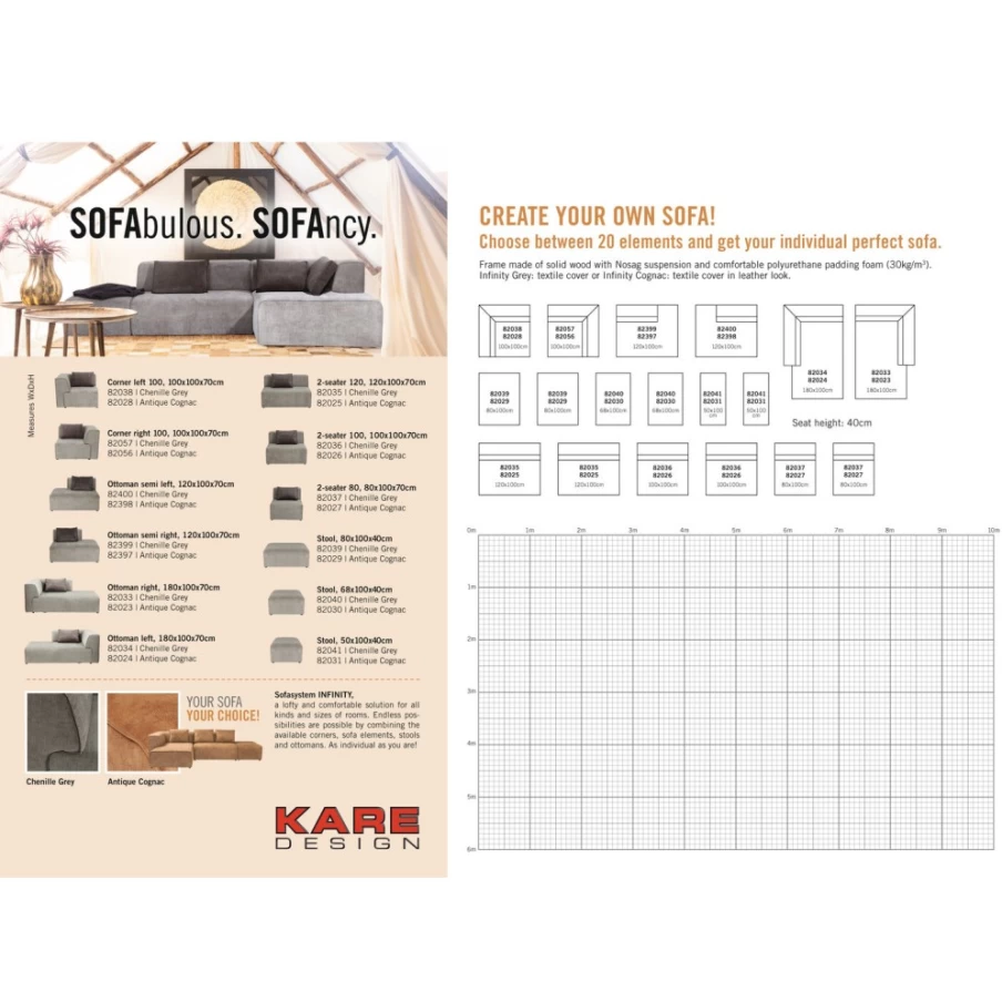 KARE Design Infinity Corner Modular Sofa - 100 Elements, Grey, Left Sectional, Modern Living Room Furniture