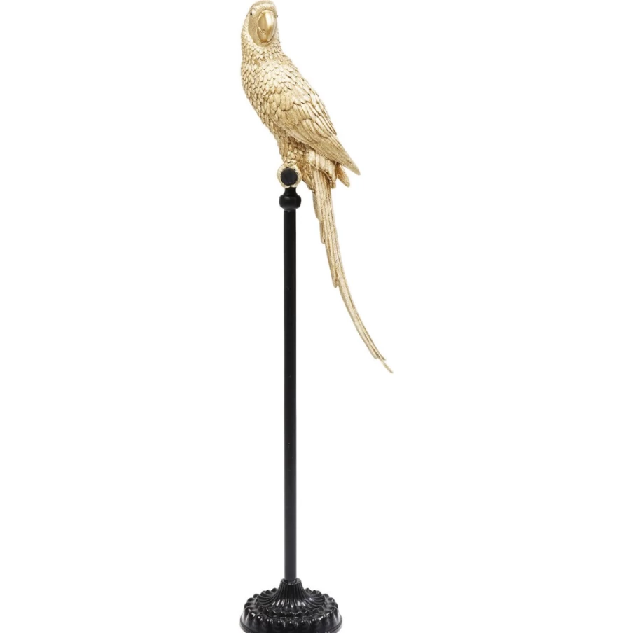 KARE Design Modern Gold Parrot Statue - 116cm Tall Decorative Figurine for Home & Garden