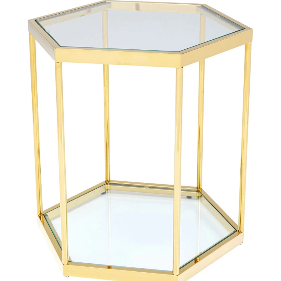 KARE Design Modern Side Table with Gold Comb Pattern - 55cm Stylish Accent Table for Living Room
