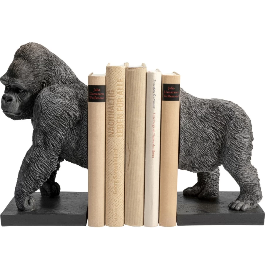 KARE Design Gorilla Bookends - Set of 2, Durable Animal-Themed Book Holders for Shelves