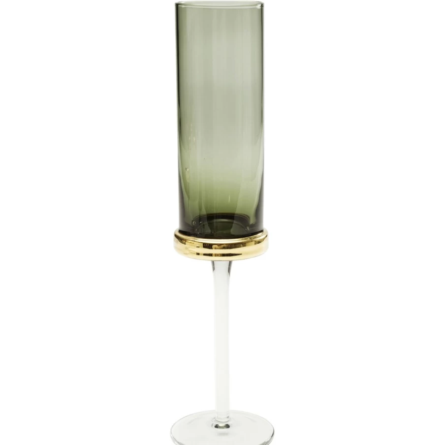 KARE Design Modern Champagne Glasses - Elegant Smoke Finish Crystal Flutes for Celebrations