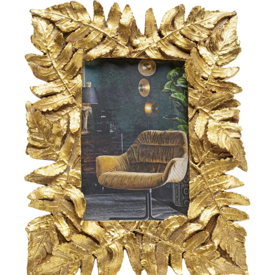 KARE Design Gold Leaf Picture Frame 10x15 cm - Elegant Decorative Photo Frame for Wall or Table Display