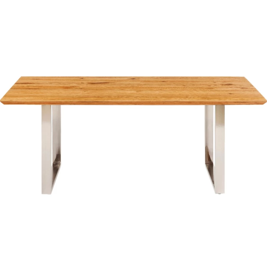 KARE Design Modern Oak Wood Chrome Dining Table 180X90 - Stylish Symphony Collection