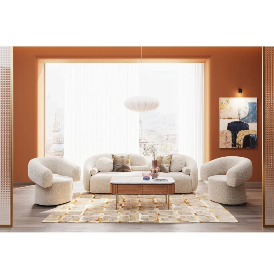 "KARE Design Modern 3-Seater Sofa in Kelly Boucle Fabric, 225cm Wide – Contemporary Luxury Living Room Furniture"