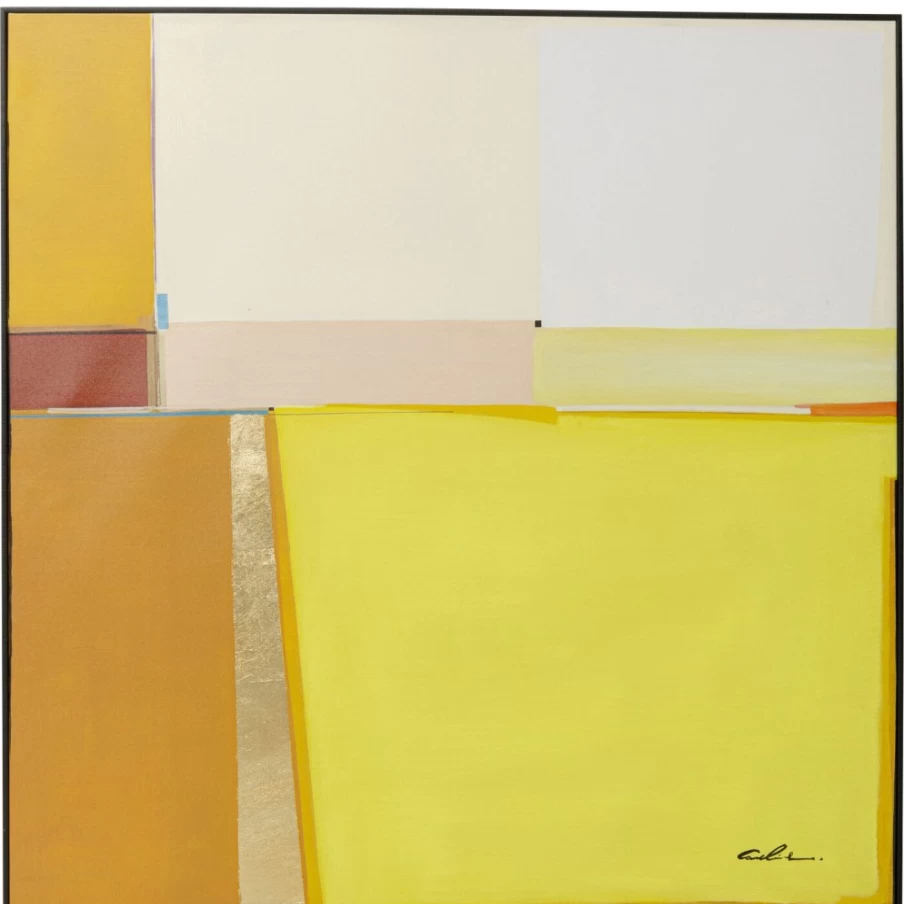 "KARE Design Modern Abstract Yellow Framed Picture 113x113cm Wall Art"
