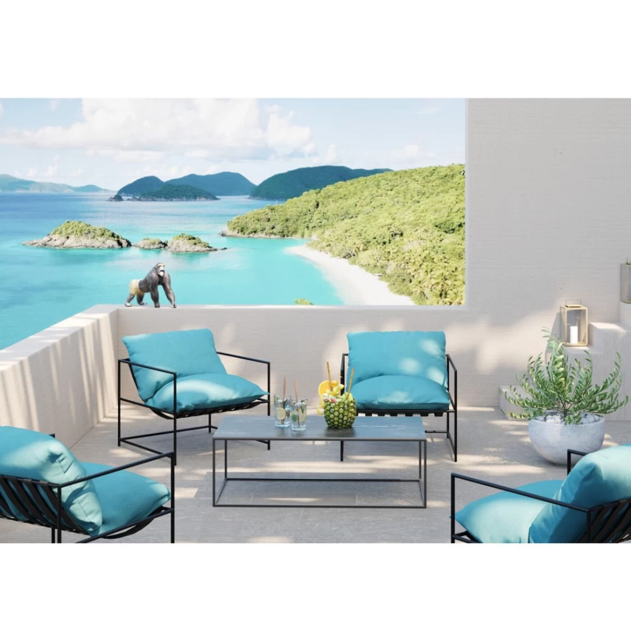 "KARE Design Cuby Blue Garden Armchair – Modern Outdoor Lounge Chair"