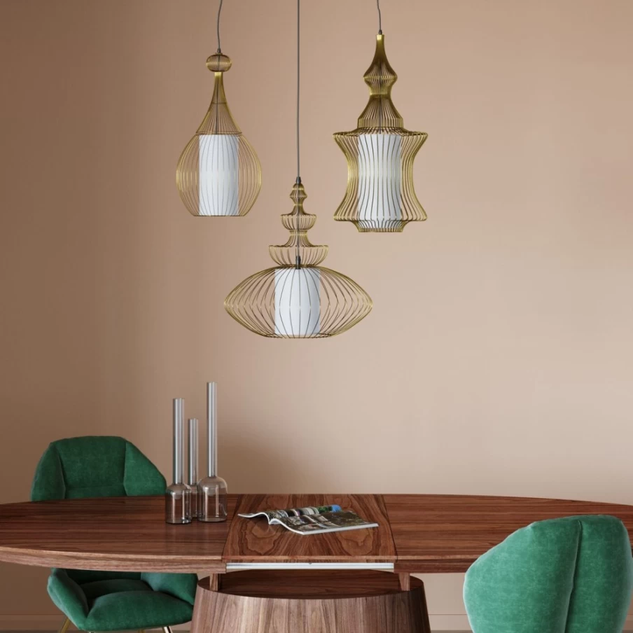 KARE Design Modern Swing Iron Pendant Lamp in Gold - Adjustable Hanging Light Fixture for Kitchen & Dining Room
