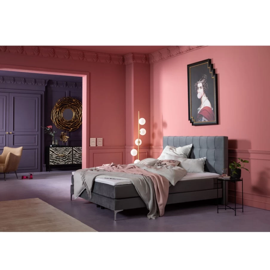 KARE Design Benito Grey Box Spring Bed 160x200 cm - Modern Luxury Bed Frame