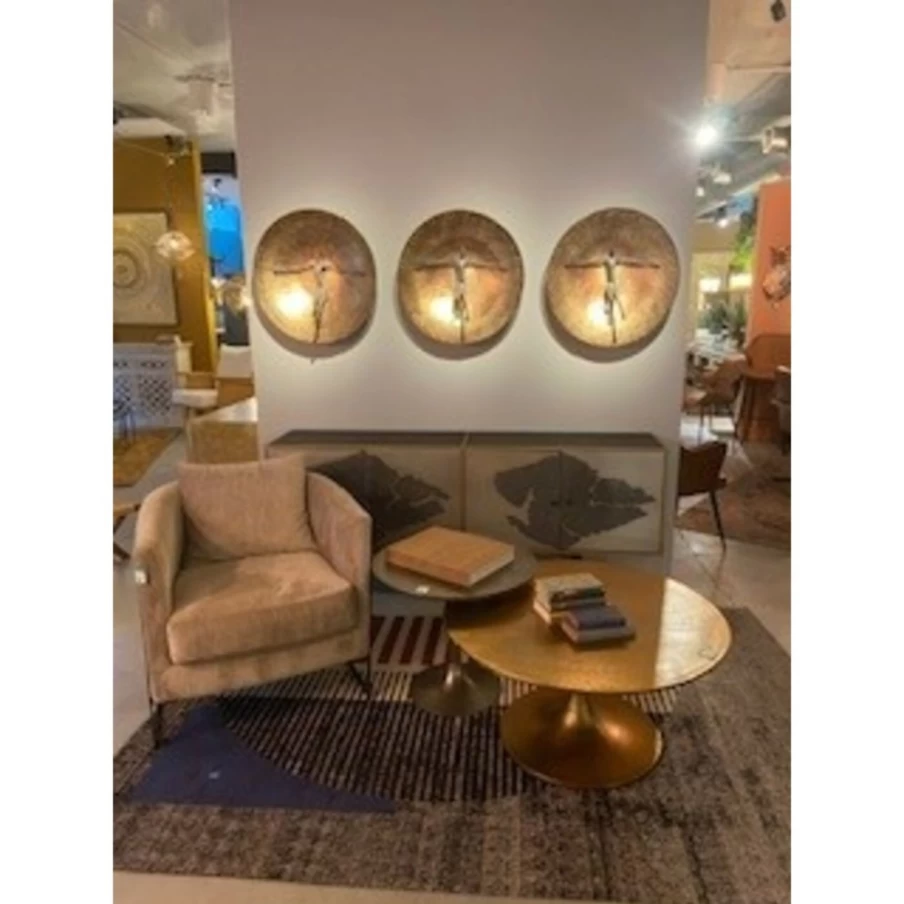 KARE Design Moroccan Style Brass Coffee Table - 91cm Round Handcrafted Luxury Ottoman