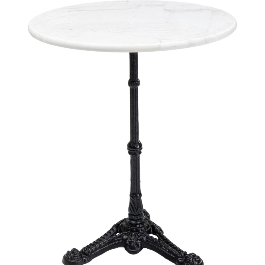 KARE Design Modern White Round Bistro Table - 60cm Cafe Style Outdoor Dining