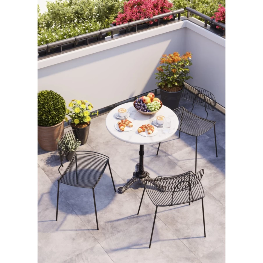 KARE Design Modern White Round Bistro Table - 60cm Cafe Style Outdoor Dining