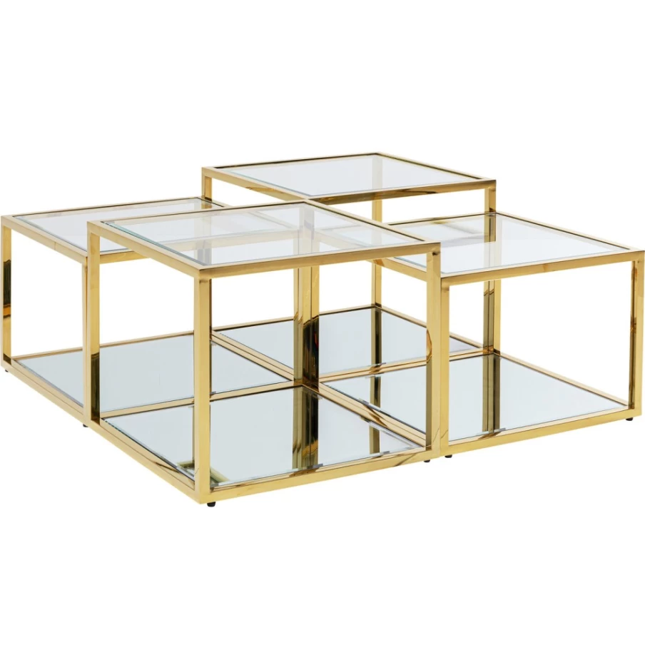 KARE Design Orion Gold Coffee Table Set of 4 - Modern Luxury Living Room Furniture