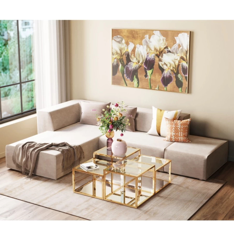 KARE Design Orion Gold Coffee Table Set of 4 - Modern Luxury Living Room Furniture