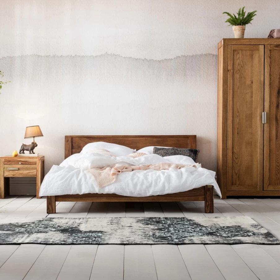 "KARE Design Authentico 160x200cm Solid Wood Bed Frame | Modern Wooden Bed"