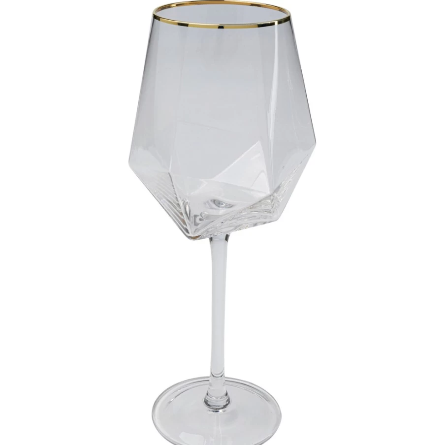 KARE Design Diamond Gold Rim Wine Glasses - Elegant Crystal Glassware for Champagne & Cocktails