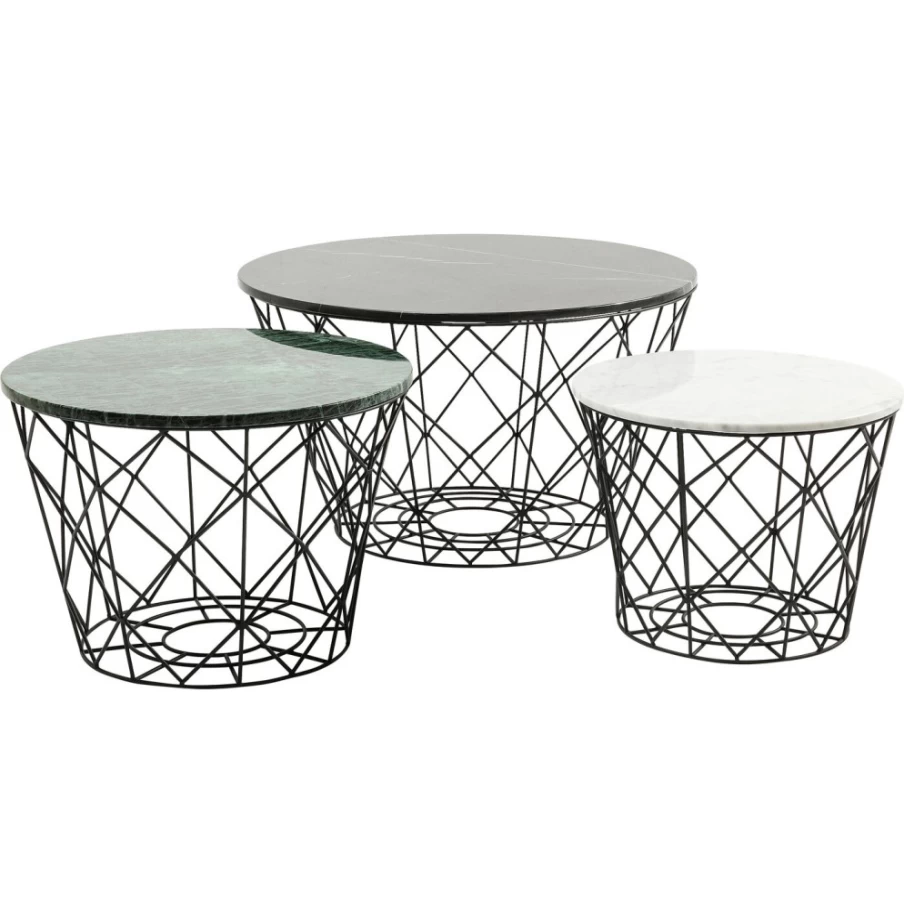 KARE Design Modern Round Coffee Table Set of 3 - East Coast Style Living Room Furniture