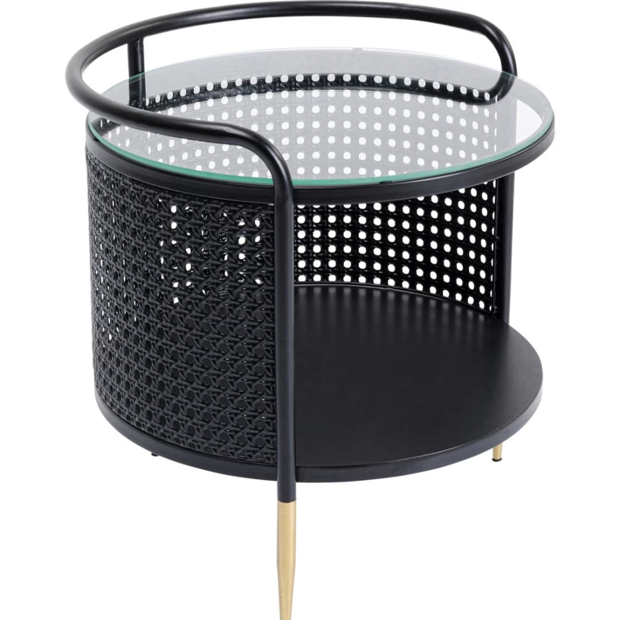 KARE Design Modern Side Table with Fence Detail - 45cm Oval Shape for Living Room or Bedroom