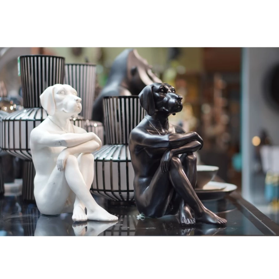 KARE Design Modern Gangster Dog Black Statue - Unique Home Decor Figurine