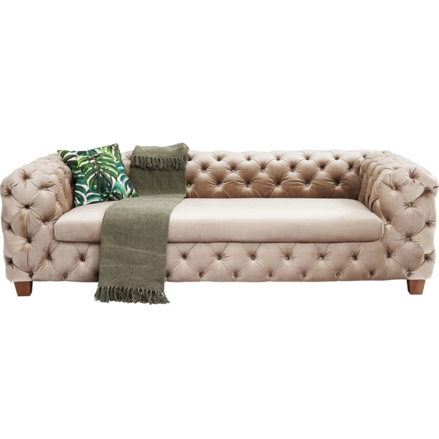 "KARE Design Velvet Ecru 3-Seater Sofa Desire Modern Luxury Living Room Couch"