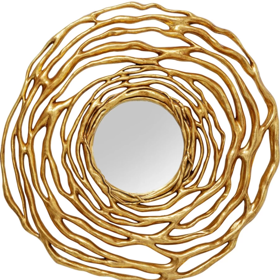 KARE Design Gold Twiggy Wall Mirror - 121cm Elegant Decorative Round Mirror for Modern Interiors