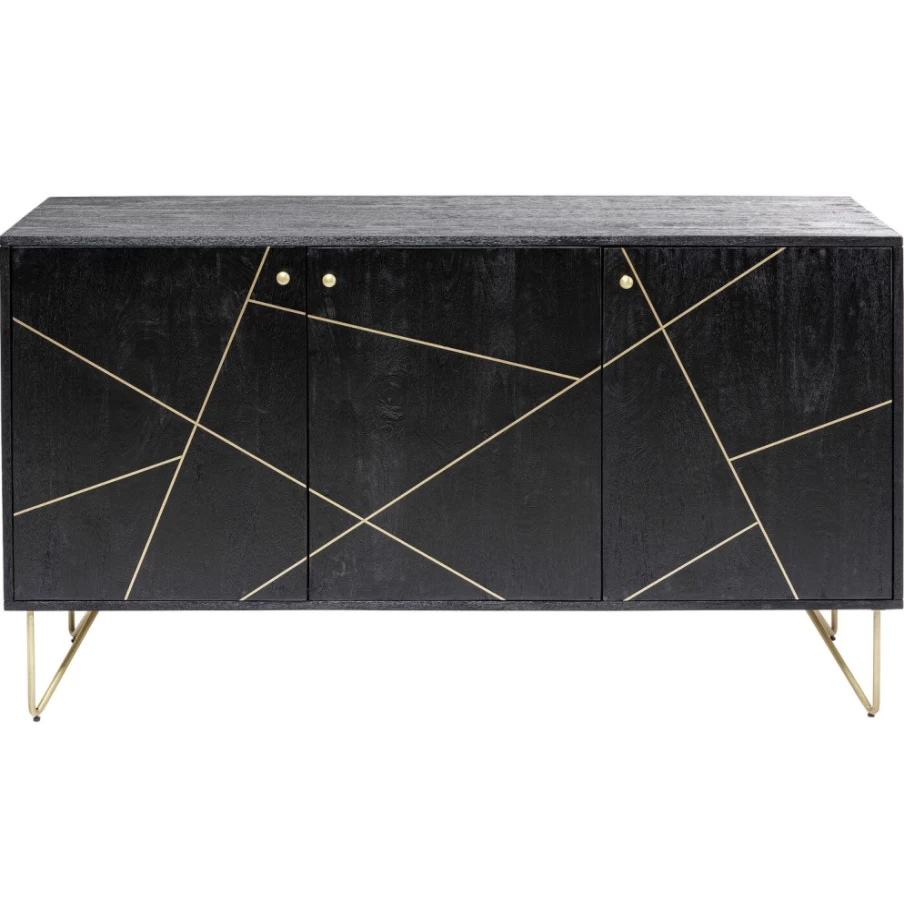"KARE Design Modern Gold Vein Sideboard - 3 Doors, 145x82cm, Luxury Storage Cabinet"