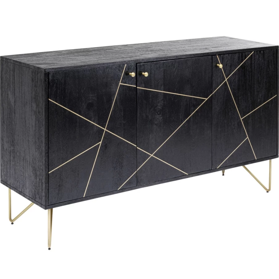 "KARE Design Modern Gold Vein Sideboard - 3 Doors, 145x82cm, Luxury Storage Cabinet"