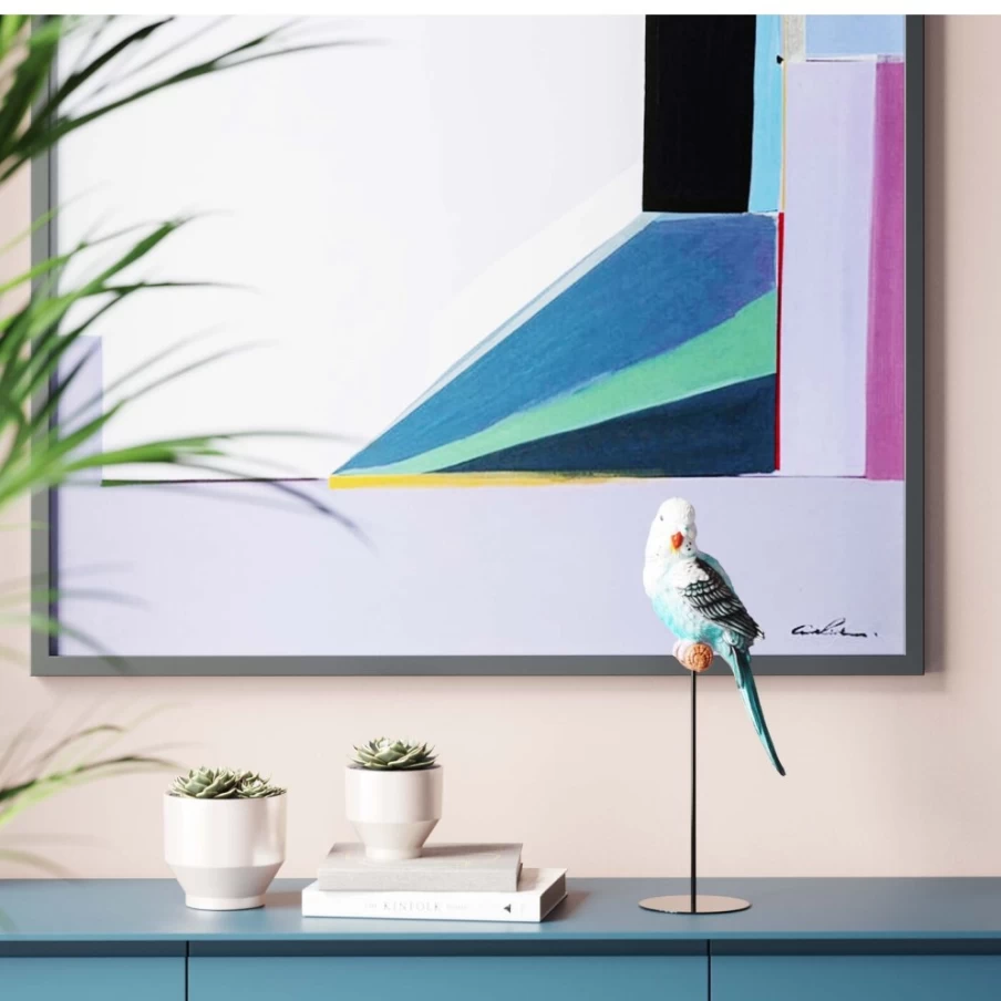 KARE Design Modern Turquoise Parrot Statue - 36Cm Handmade Deco Figurine for Home Decor