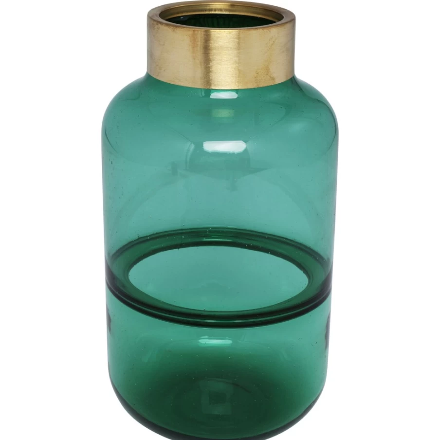 KARE Design Positano Green Ceramic Vase 28cm - Handmade Belly Art Pot for Home Decor