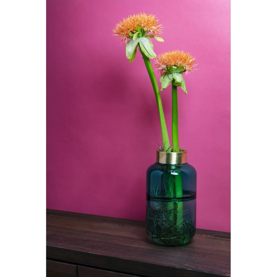 KARE Design Positano Green Ceramic Vase 28cm - Handmade Belly Art Pot for Home Decor