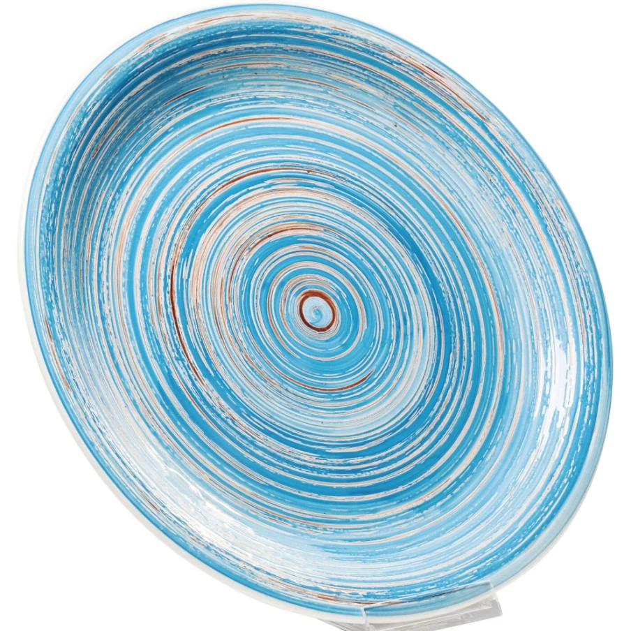 KARE Design Blue Swirl Decorative Plate - 27cm Diameter Modern Ceramic Art Dish