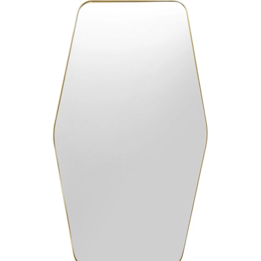 KARE Design Modern Hexagon Wall Mirror with Brass Frame - 64x95cm Elegant Decorative Mirror for Living Room