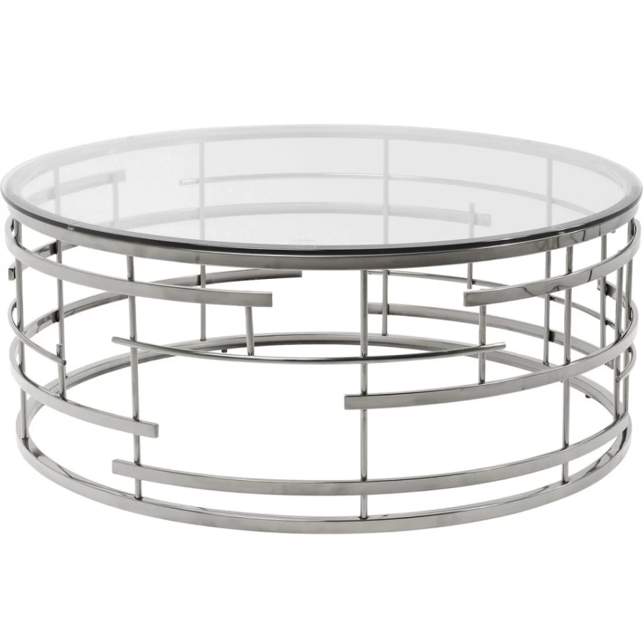 KARE Design Modern Jupiter Silver Coffee Table - 100cm Oval Glass Top Living Room Center Table